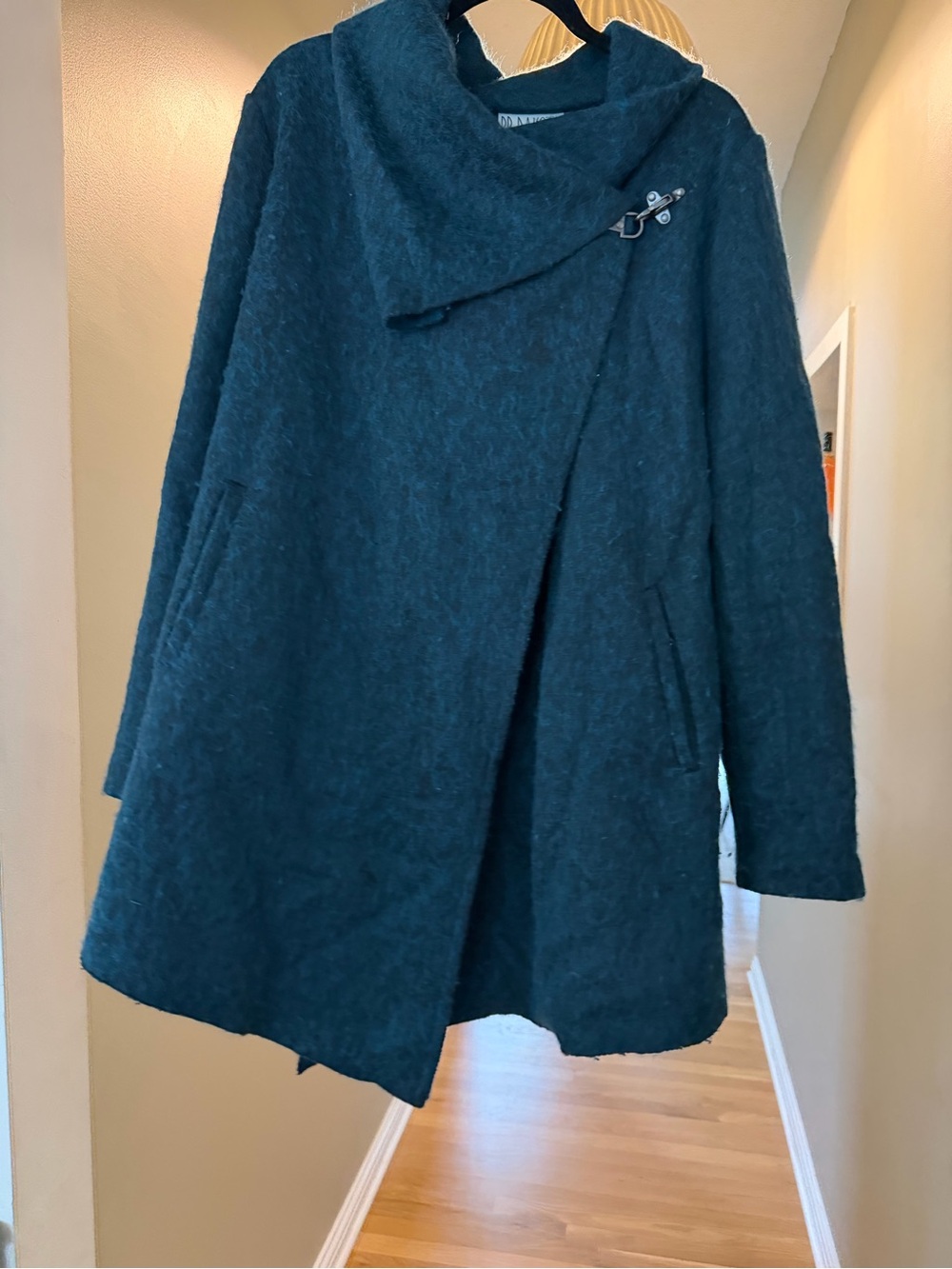 Dark Teal BB Dakota Wool-Blend Asymmetrical Toggle Coat Large